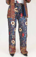 Wu'Side - Pantalone fantasia in viscosa - Blu / bordò