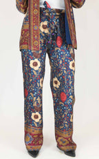 Wu'Side - Pantalone fantasia in viscosa - Blu / bordò