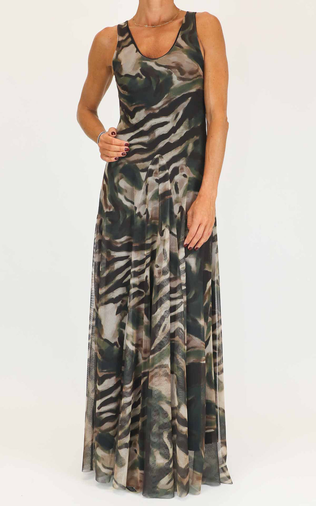 Susymix - Abito lungo in tulle - Militare