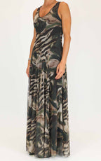 Susymix - Abito lungo in tulle - Militare
