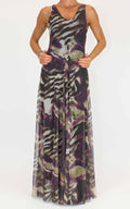 Susymix - Abito lungo in tulle - Prugna