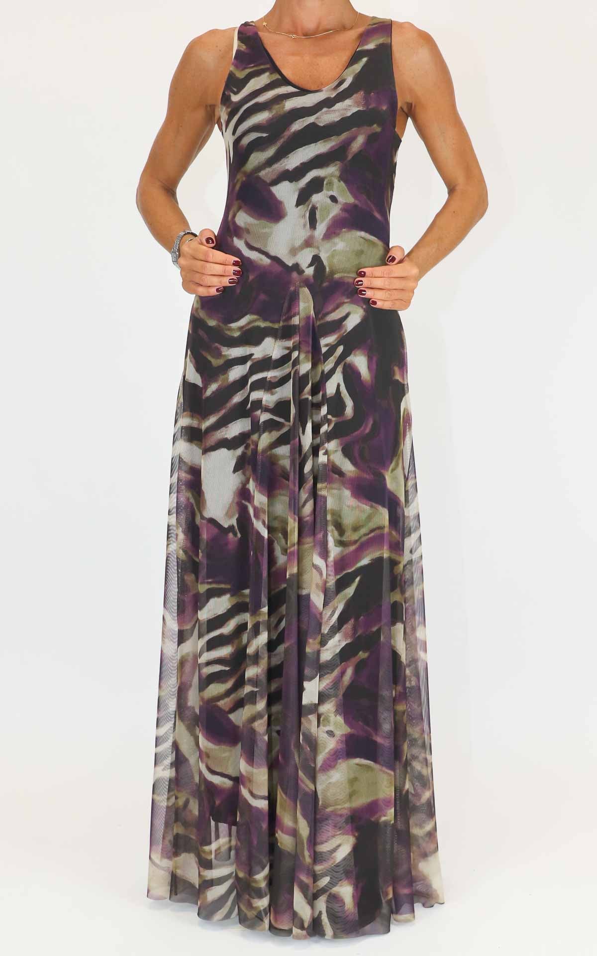 Susymix - Abito lungo in tulle - Prugna