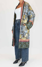 Wu'Side - Kimono lungo fantasia in viscosa - Militare / Giallo