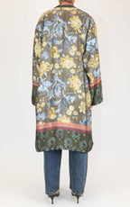 Wu'Side - Kimono lungo fantasia in viscosa - Militare / Giallo