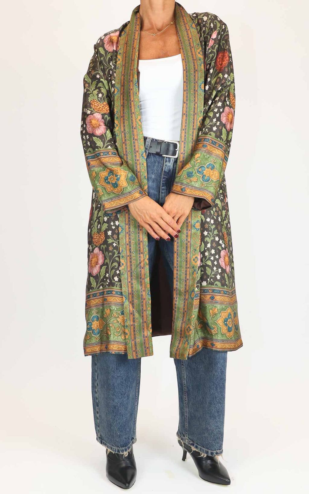 Wu'Side - Kimono lungo fantasia in viscosa - Moro / Rosa