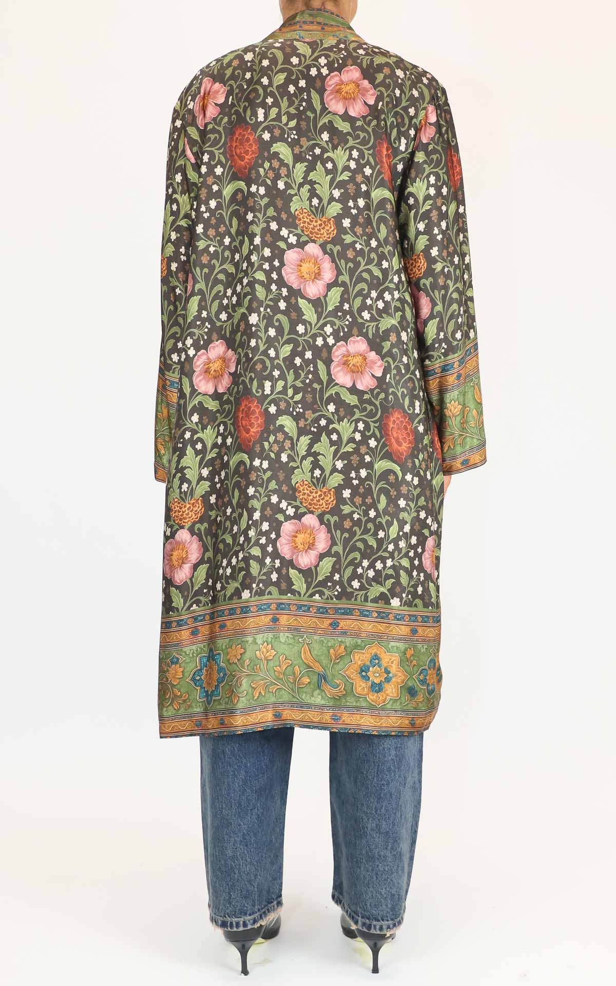 Wu'Side - Kimono lungo fantasia in viscosa - Moro / Rosa