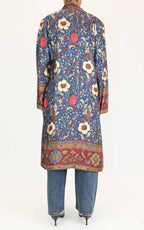 Wu'Side - Kimono lungo fantasia in viscosa - Blu / bordò