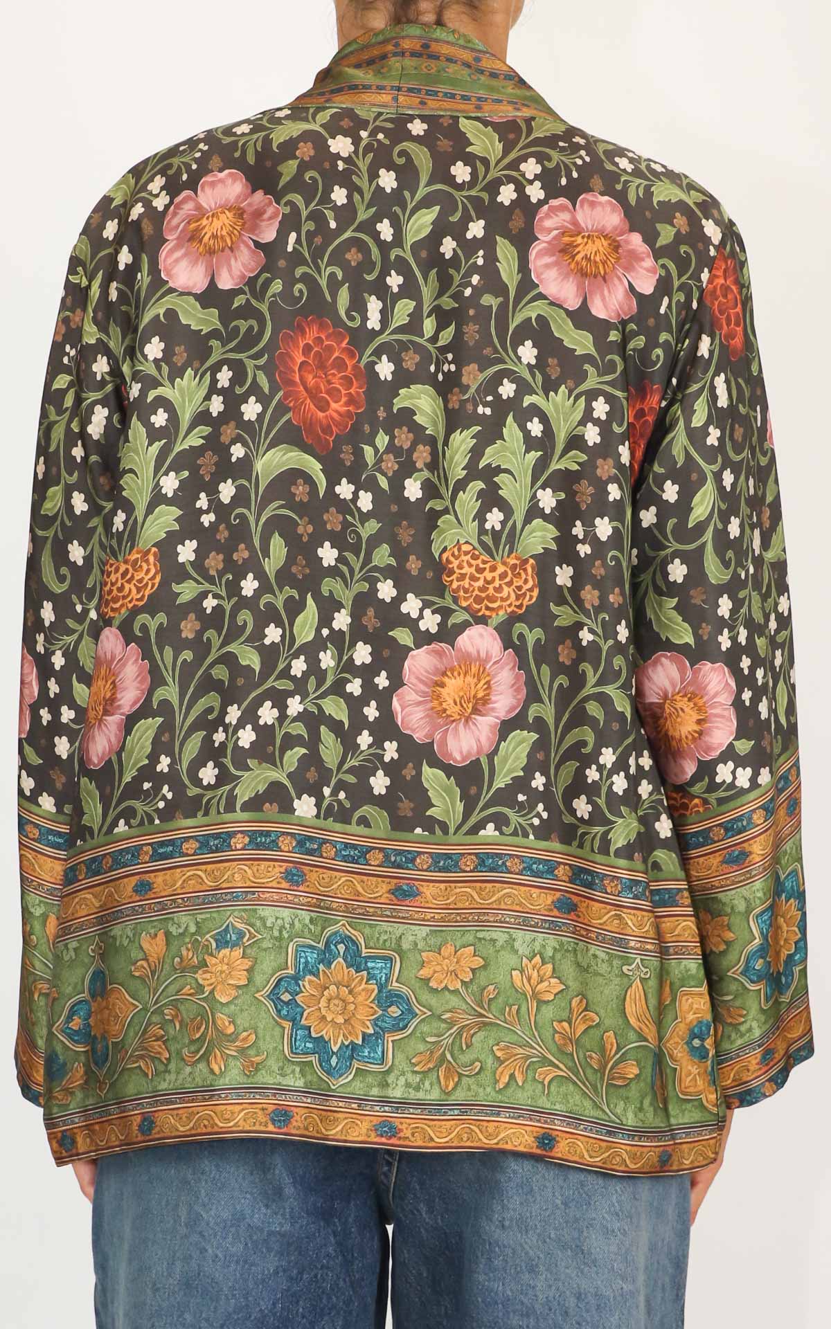 Wu'Side - Kimono corto fantasia in viscosa - Moro / Rosa