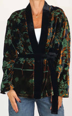 Wu'Side - Giacca Kimono devoré - Nero / bronzo / verde