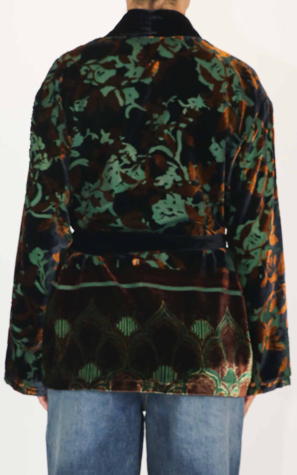 Wu'Side - Giacca Kimono devoré - Nero / bronzo / verde