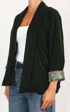 Wu'Side - Kimono corto in velluto liscio - Verde