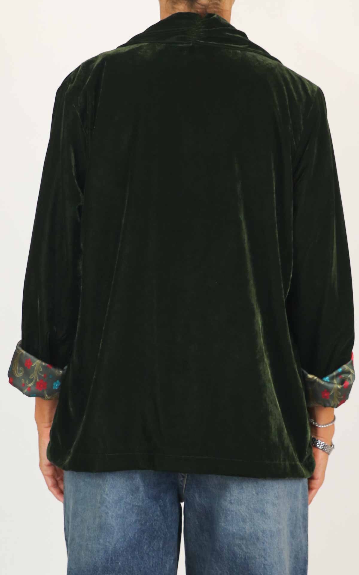 Wu'Side - Kimono corto in velluto liscio - Verde