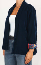 Wu'Side - Kimono corto in velluto liscio - Blu