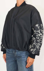 Eco - Bomber manica ricami - Nero