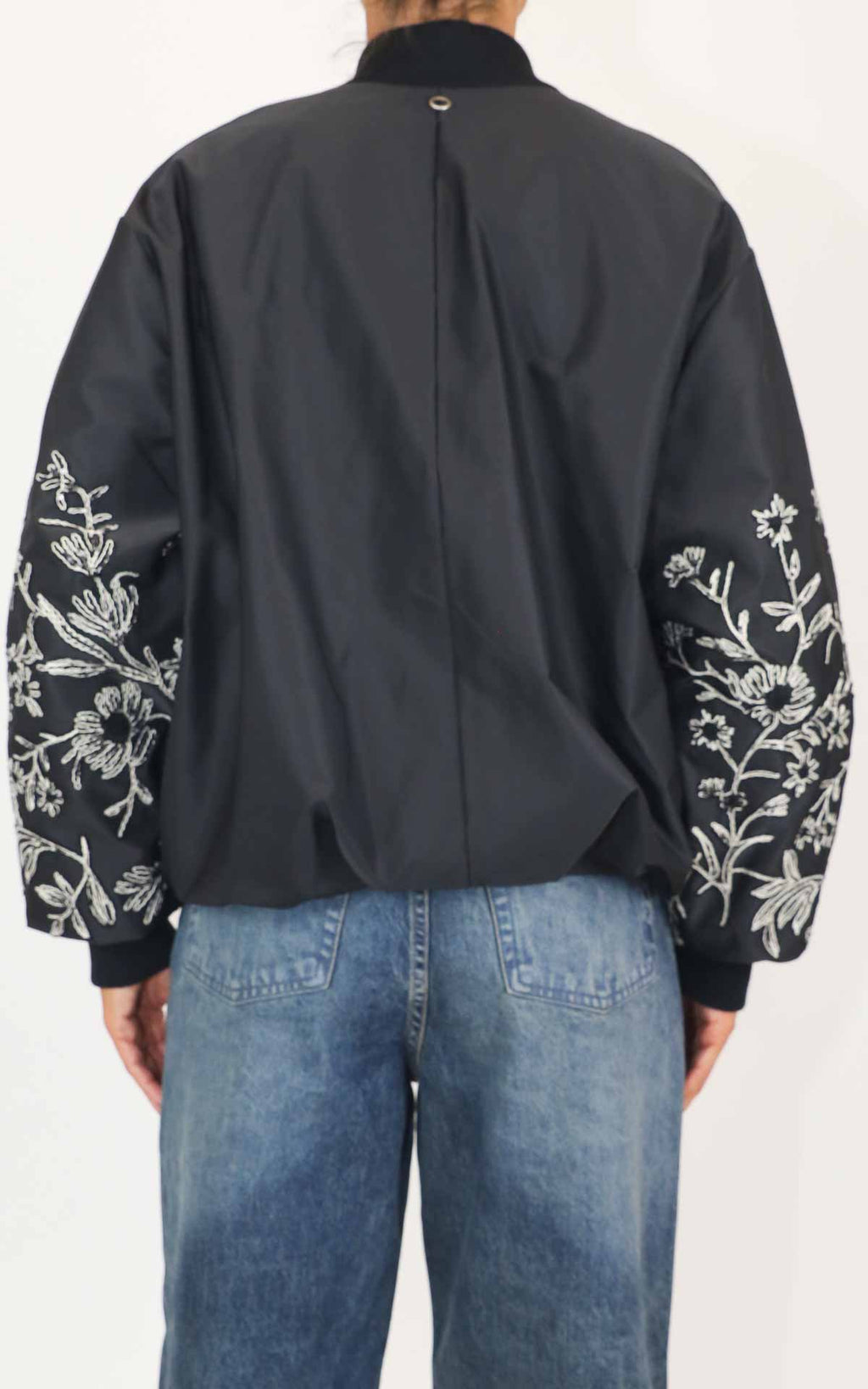 Eco - Bomber manica ricami - Nero