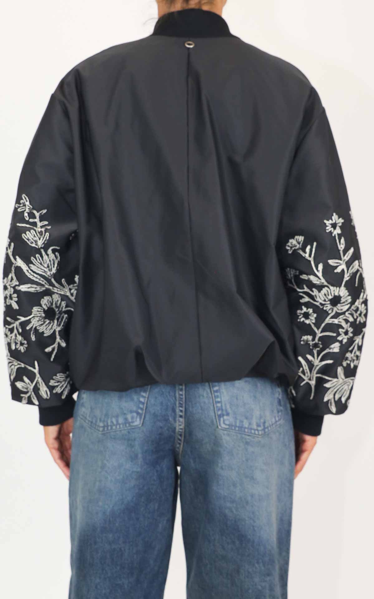 Eco - Bomber manica ricami - Nero