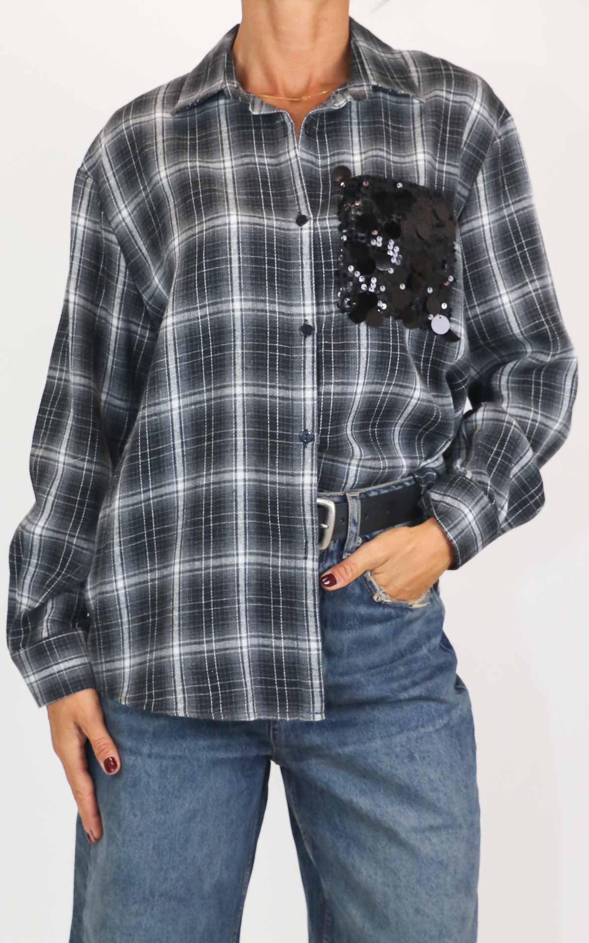 Susymix - Camicia con tasca paillettes - Nero