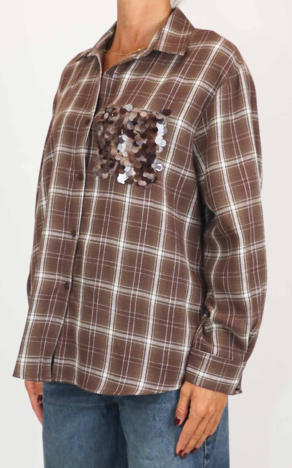 Susymix - Camicia con tasca paillettes - Moro