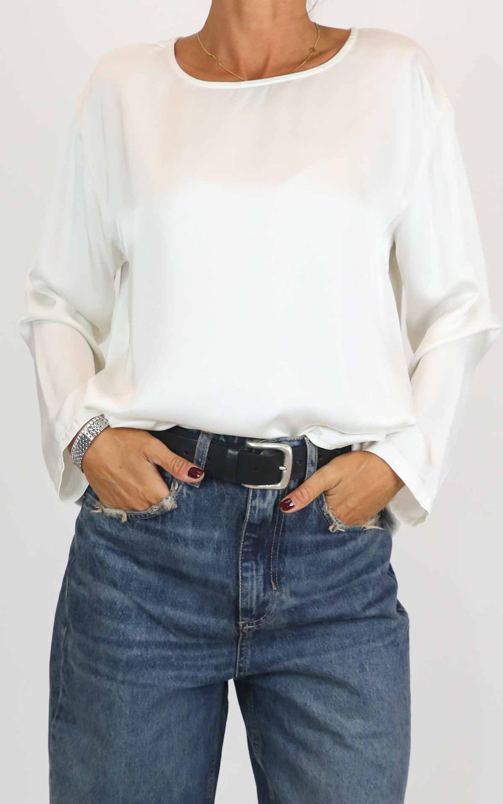 Off-on - Blusa viscosa - Panna