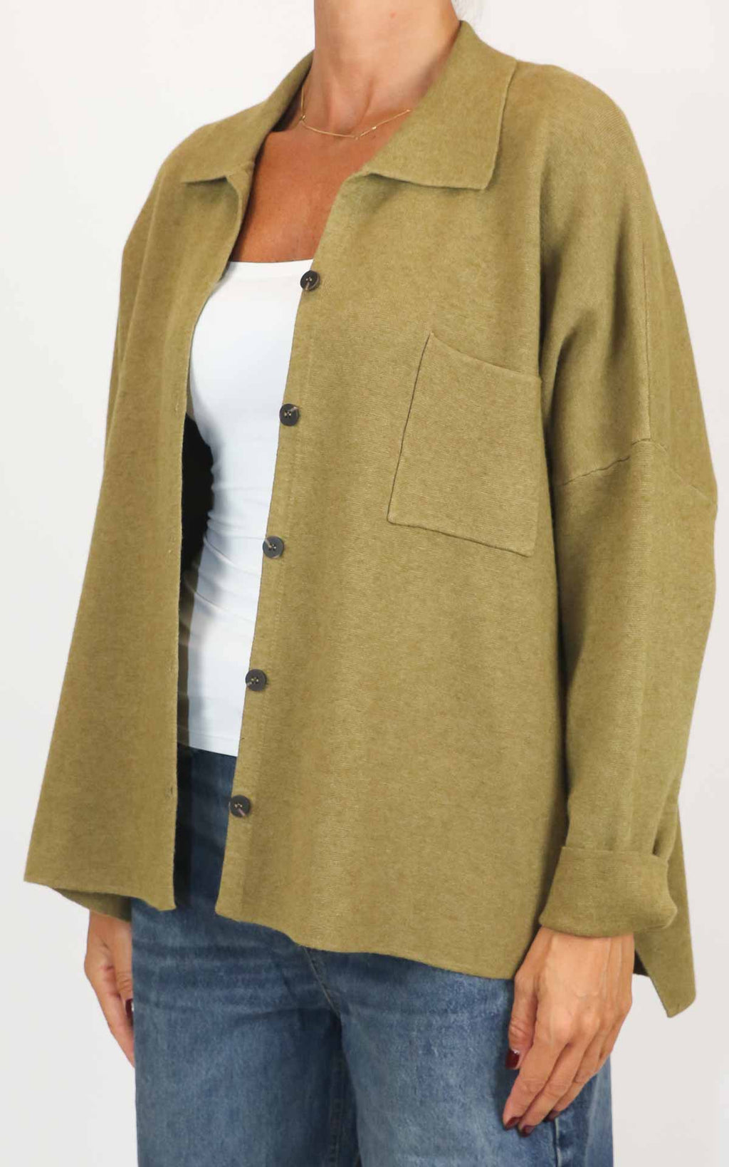 Initial - Giacca in maglia over - Verde olio
