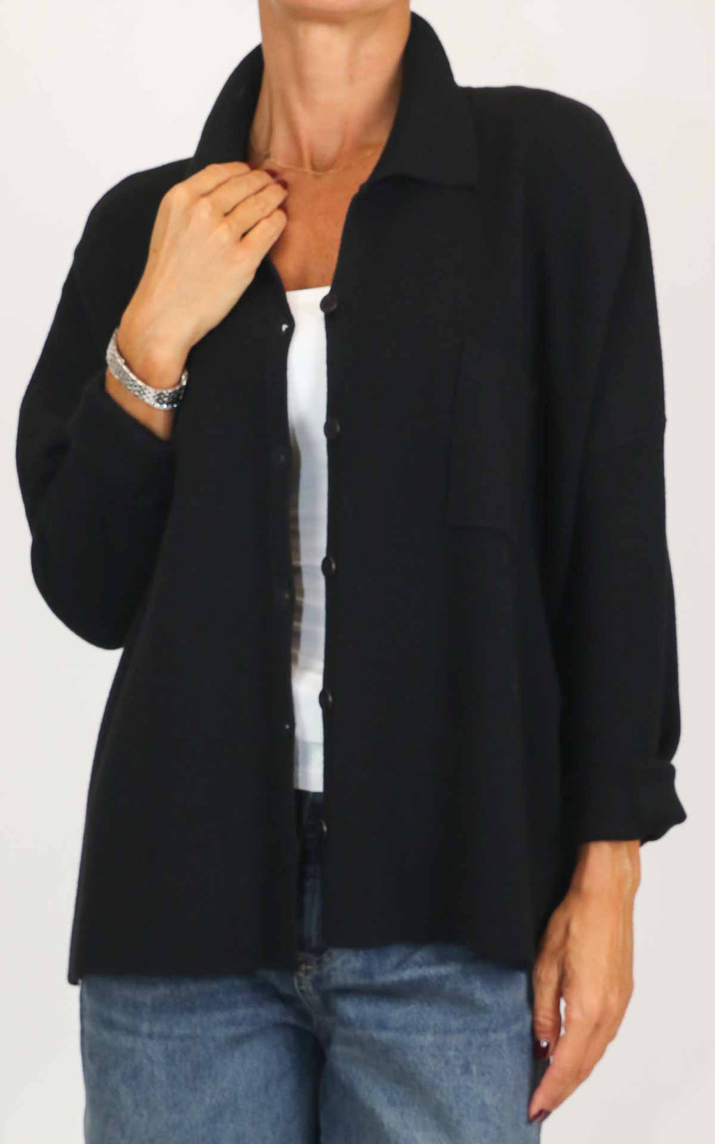Initial - Giacca in maglia over - Nero