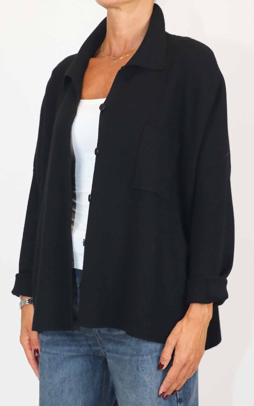 Initial - Giacca in maglia over - Nero