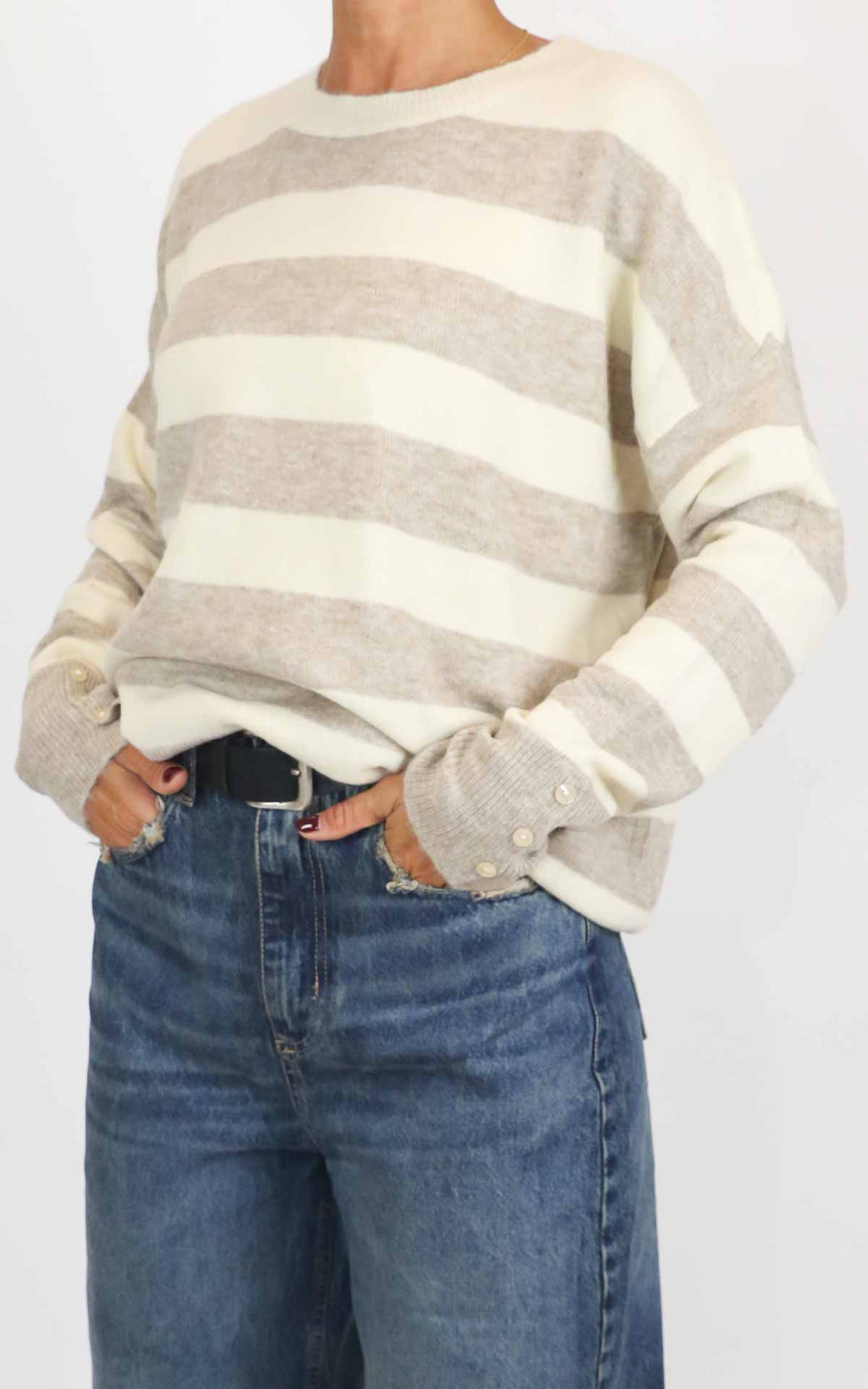 Susymix - Maglia rigata - Crema