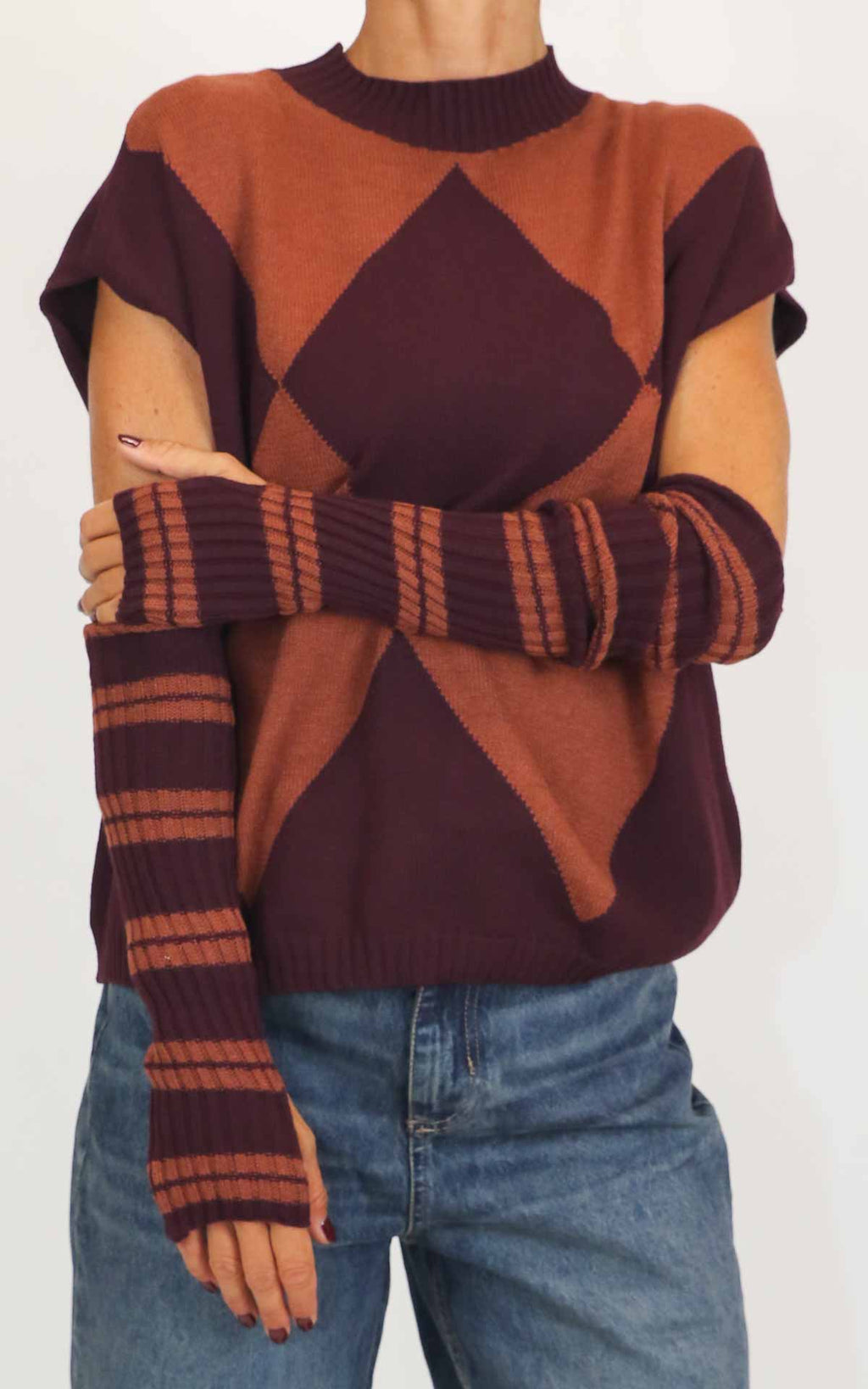 Susymix - Maglia smanicata con manicotti - Bordeaux