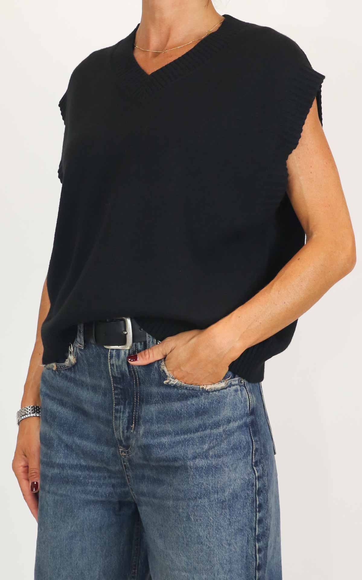 Susymix - Gilet scollo a V - Nero