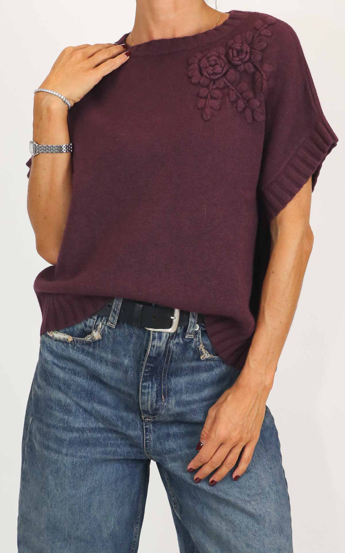 Initial - Gilet decoro fiore - Barolo