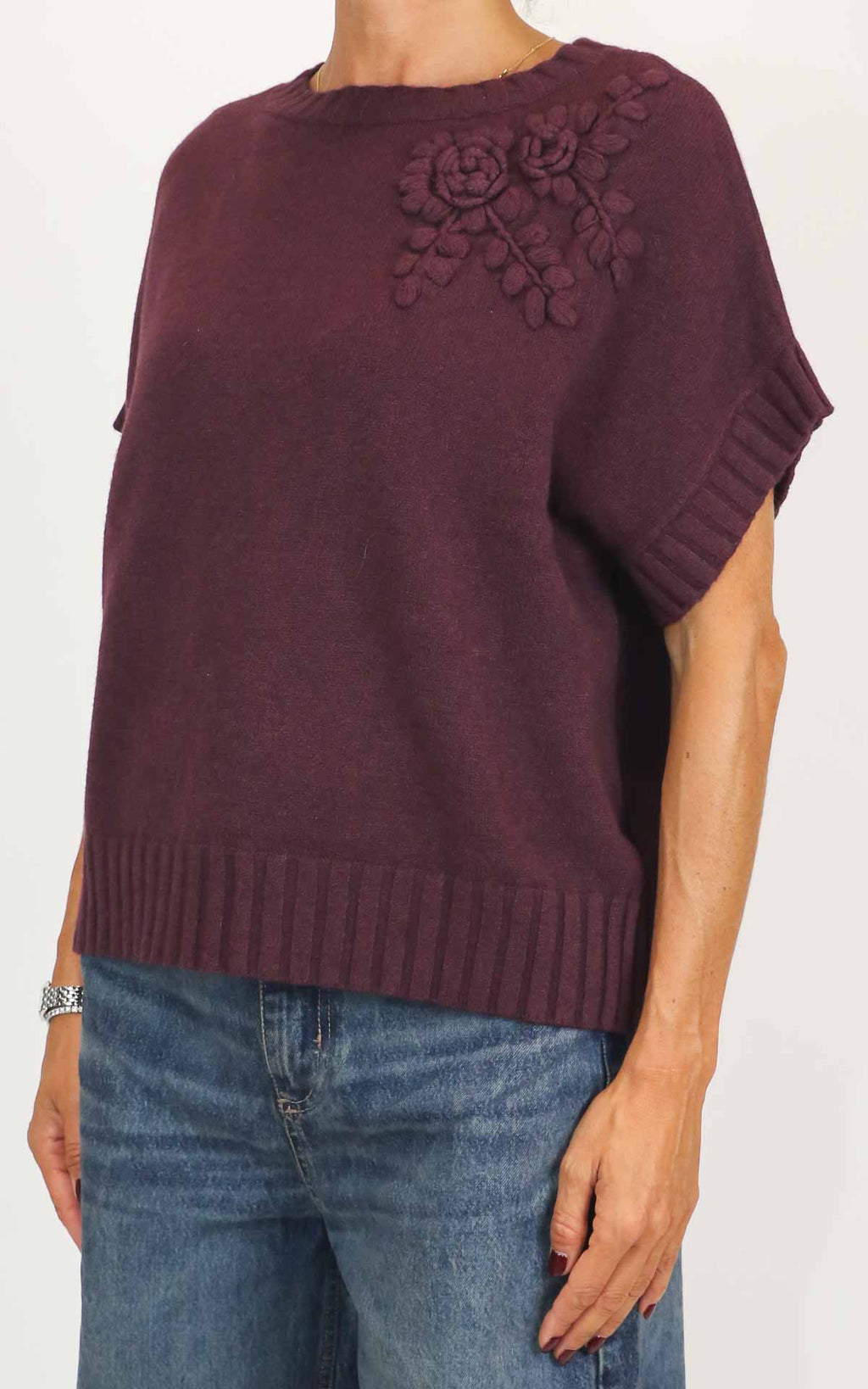 Initial - Gilet decoro fiore - Barolo
