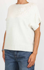 Initial - Gilet decoro fiore - Avorio