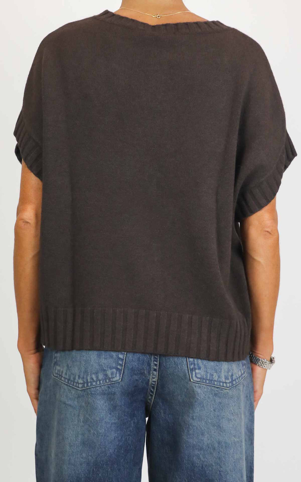 Initial - Gilet decoro fiore - Moro
