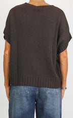Initial - Gilet decoro fiore - Moro
