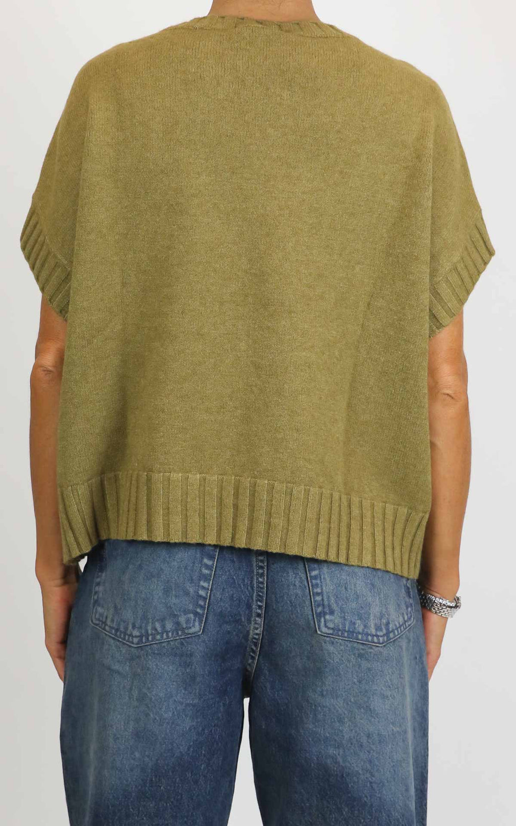 Initial - Gilet decoro fiore - Verde oliva