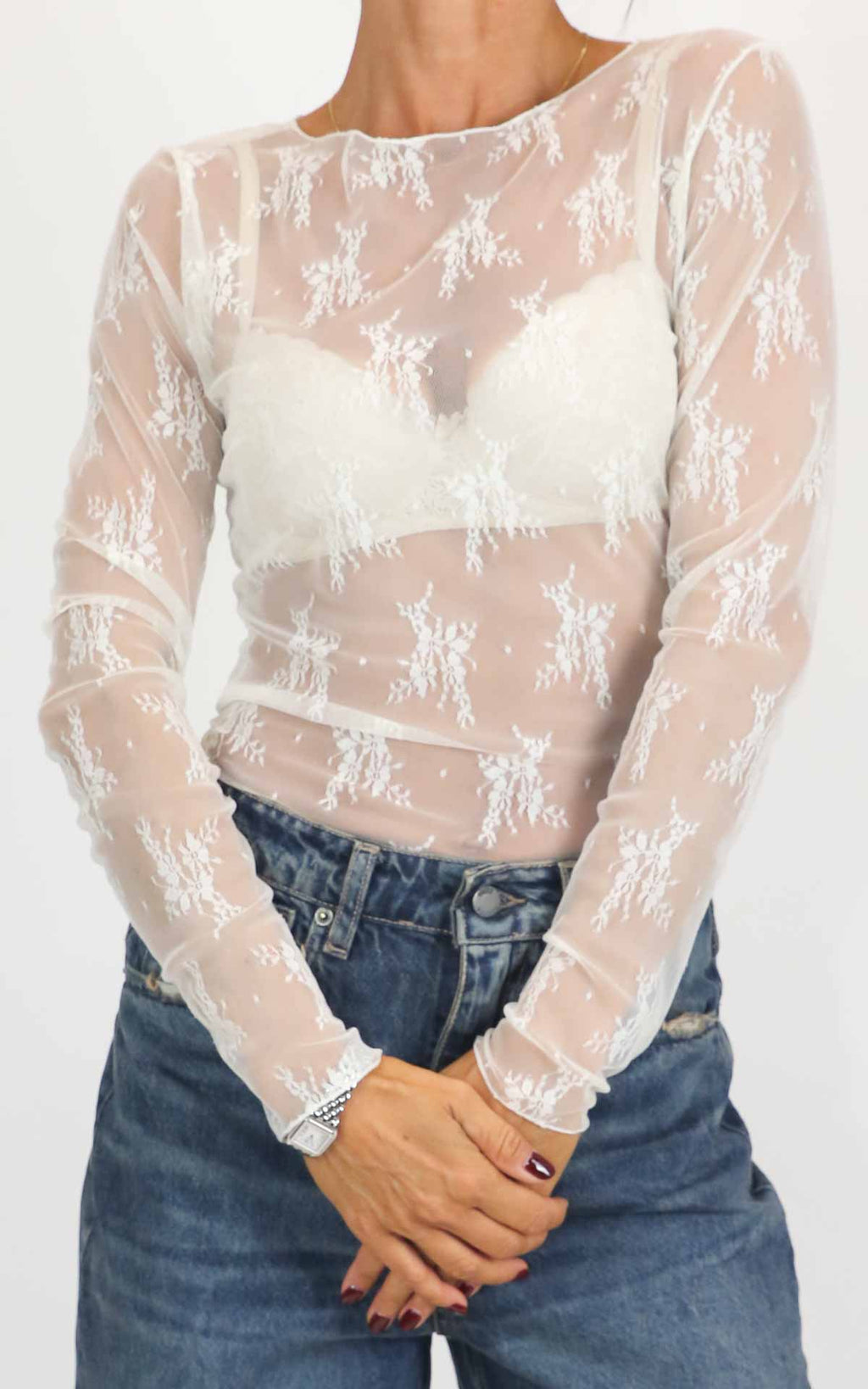 Susymix - Maglia pizzo - Crema