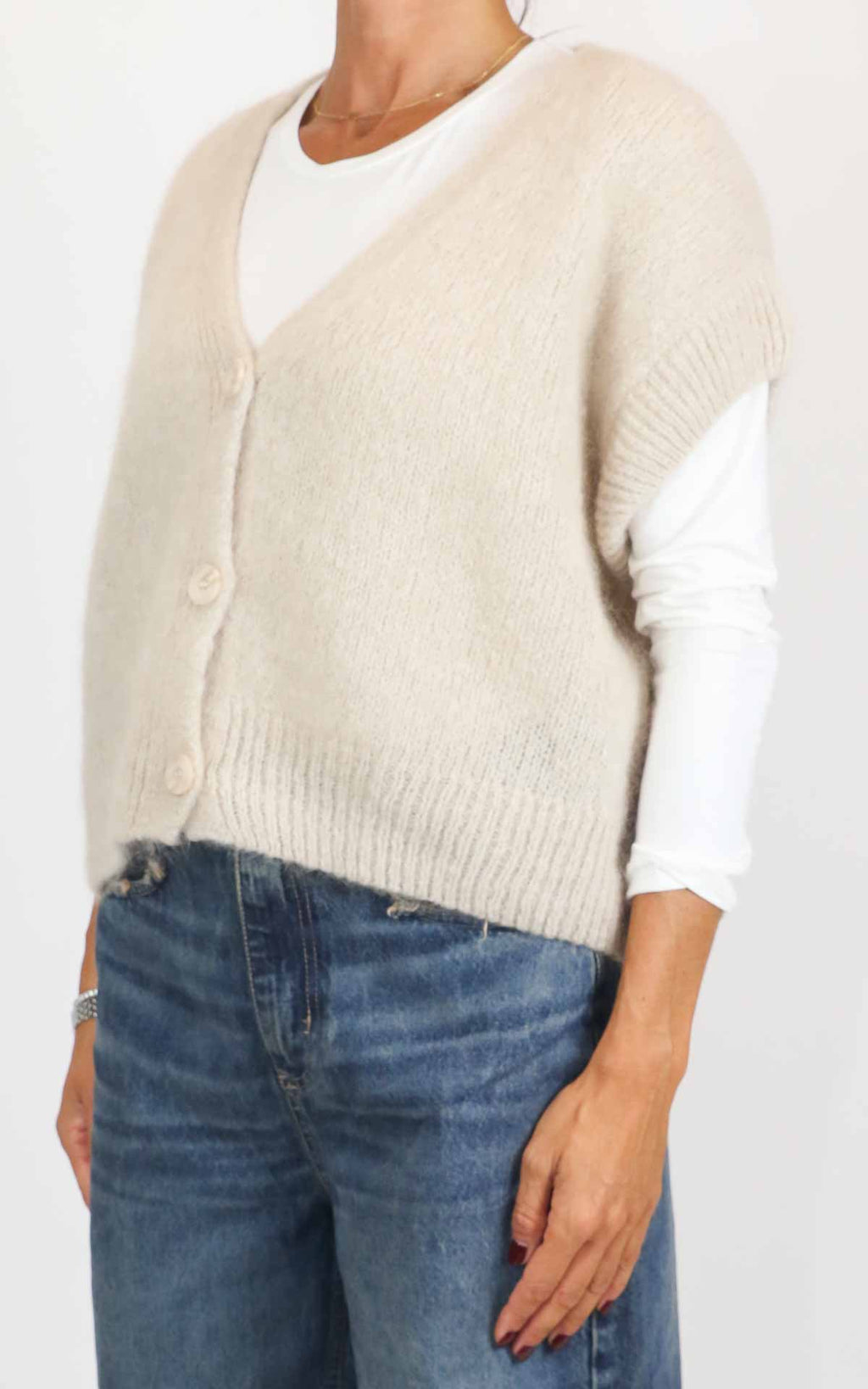 Off-on - Gilet bottoni - Panna