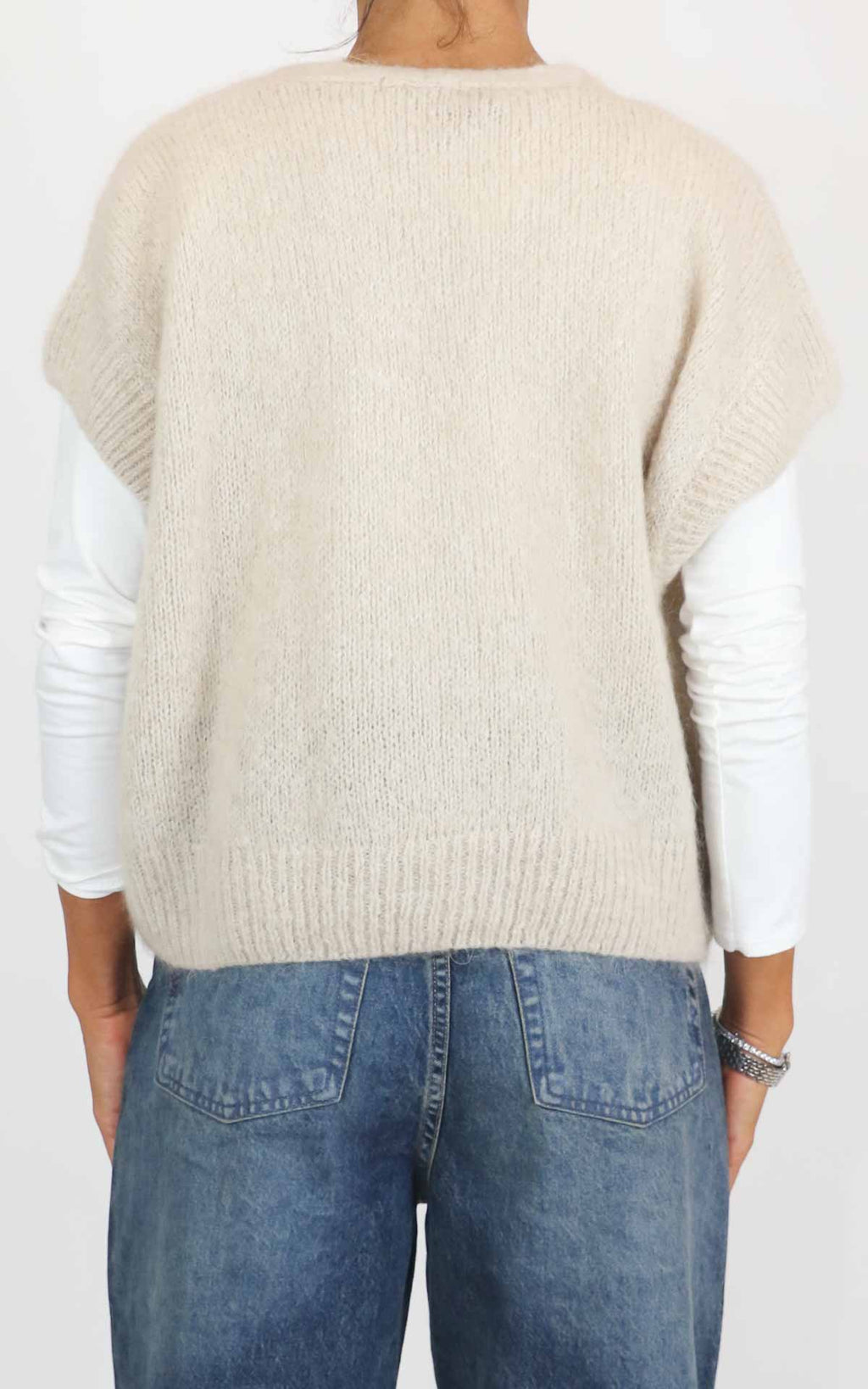 Off-on - Gilet bottoni - Panna