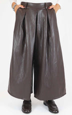 Off-On - Gonna pantalone in ecopelle - Moro
