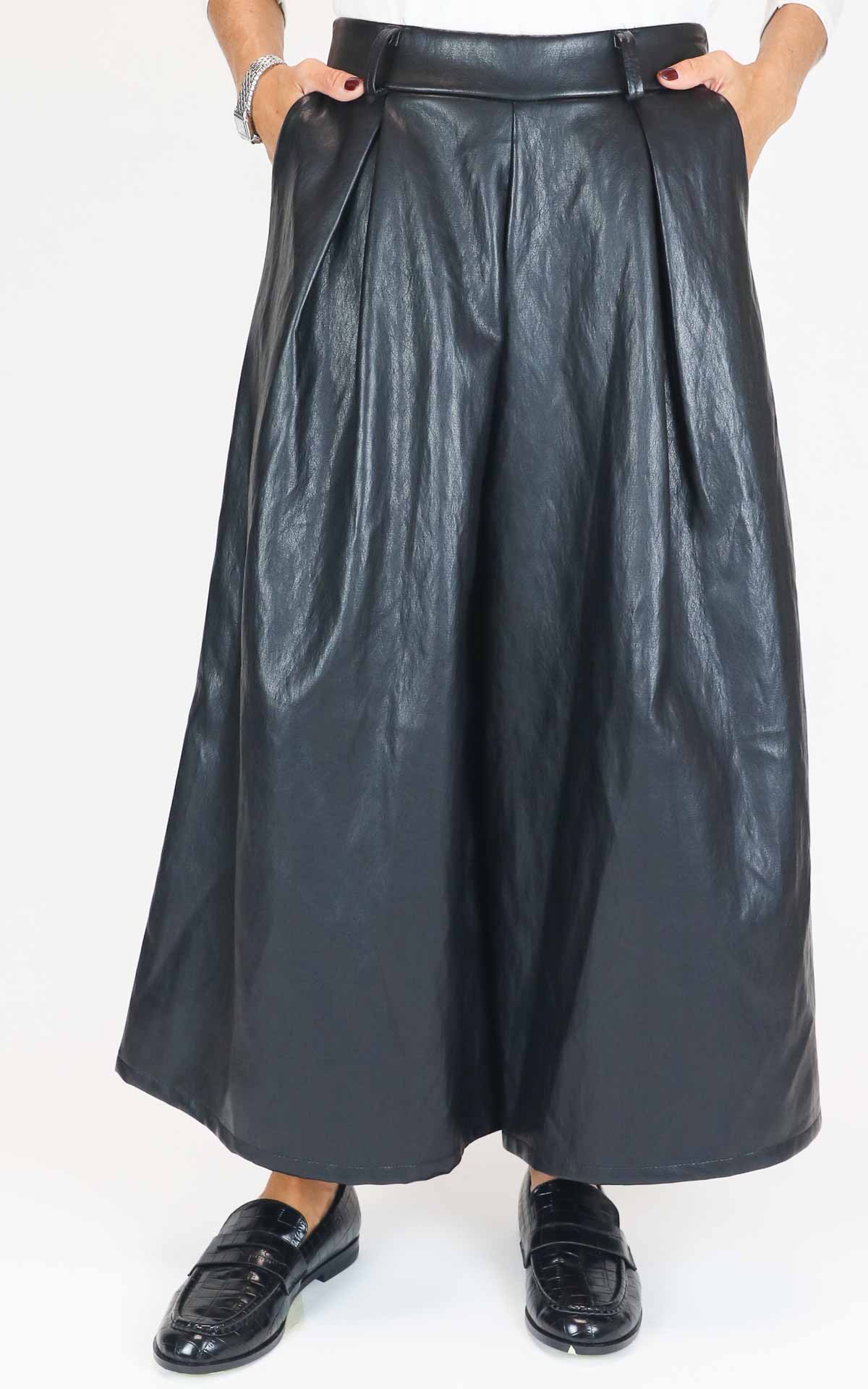 Off-On - Gonna pantalone in ecopelle - Nero
