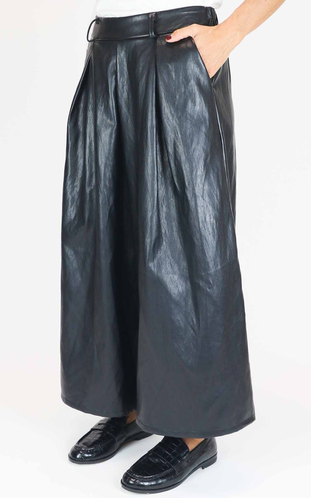 Off-On - Gonna pantalone in ecopelle - Nero