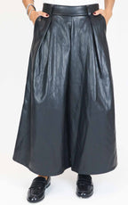 Off-On - Gonna pantalone in ecopelle - Nero
