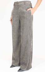 Eco - Pantalone palazzo velluto a coste - Tortora