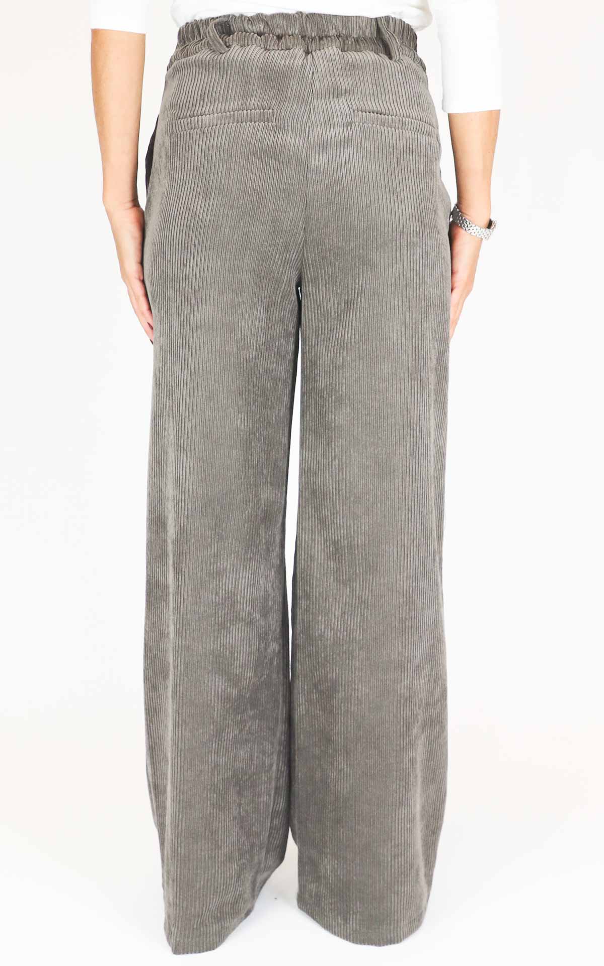 Eco - Pantalone palazzo velluto a coste - Tortora