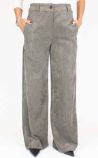 Eco - Pantalone palazzo velluto a coste - Tortora