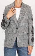 Eco - Giacca spigata con ricami - Marrone