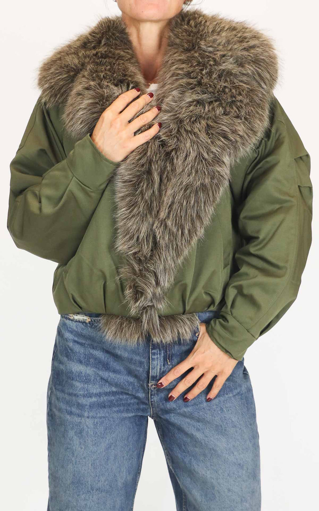 Fly Out - Bomber collo eco pelliccia - Verde militare