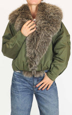 Fly Out - Bomber collo eco pelliccia - Verde militare