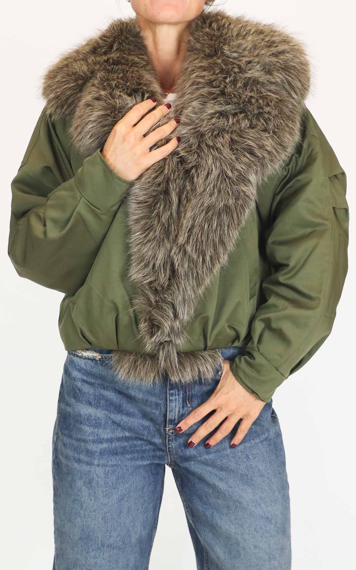 Fly Out - Bomber collo eco pelliccia - Verde militare