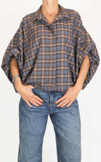 Off-On - Camicia a quadri - Avio/Marrone